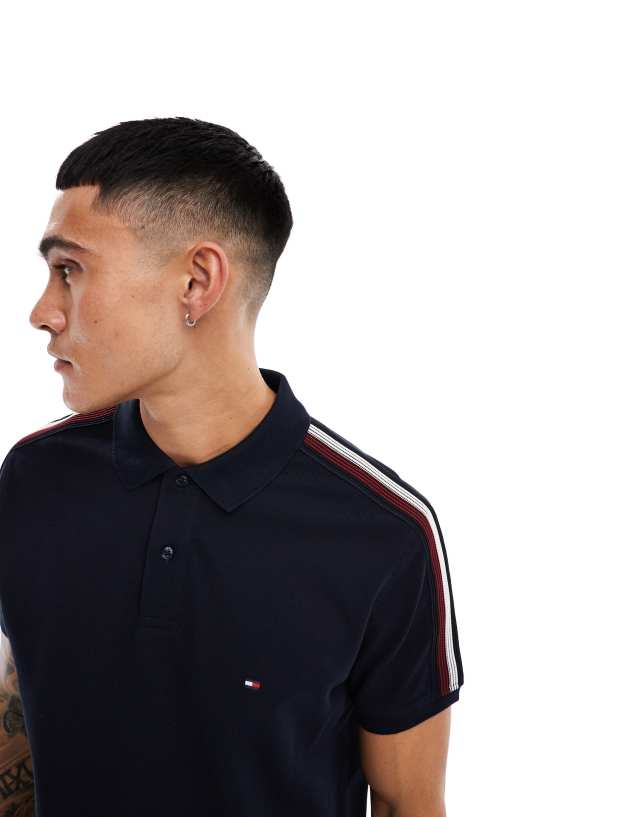 Tommy Hilfiger - taping polo shirt in navy