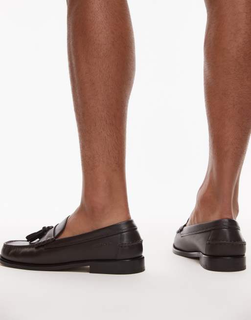Tommy Hilfiger tassel leather loafers in black, 3 of 4