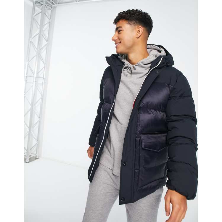 Tommy Hilfiger tech hooded puffer jacket in navy |