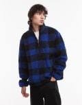 [Tommy Hilfiger] Tommy Hilfiger teddy fleece pullover in blue check M MBLUE