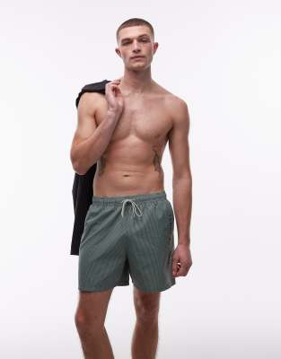 Tommy Hilfiger textured drawstring zip swim shorts in green army green minty g 19890₽