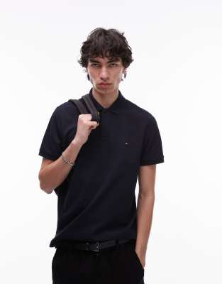 Tommy Hilfiger textured regular polo shirt in navy - view 1