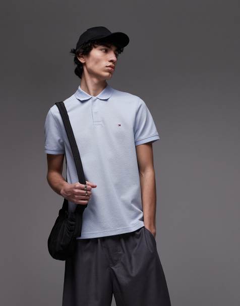 Tommy Hilfiger textured regular polo shirt in pale blue - view 1