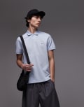 [Tommy Hilfiger] Tommy Hilfiger textured regular polo shirt in pale blue M Breezy blue