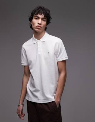 Tommy Hilfiger textured regular polo shirt in white - view 1