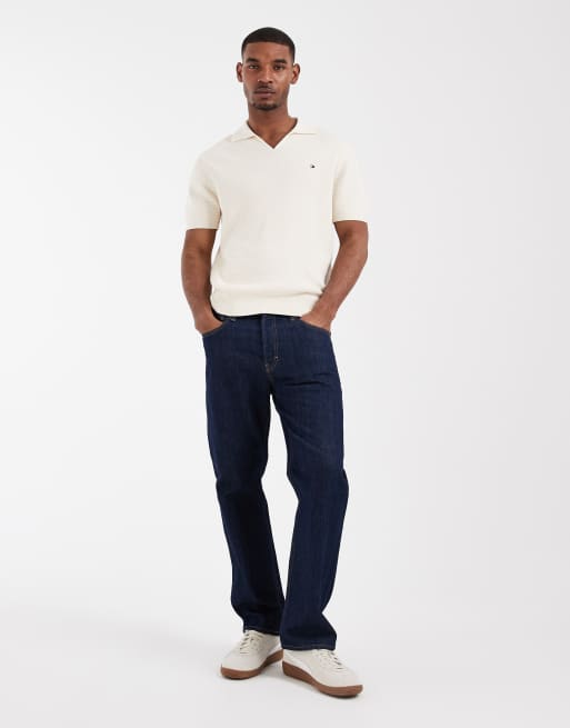 Tommy Hilfiger textured T-neck collared sweater top in white, 3 of 5