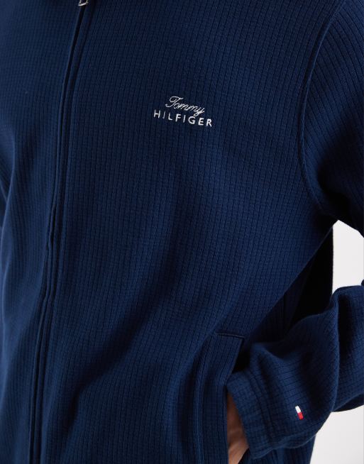 Tommy Hilfiger textured varsity sweat jacket in navy, 5 of 5