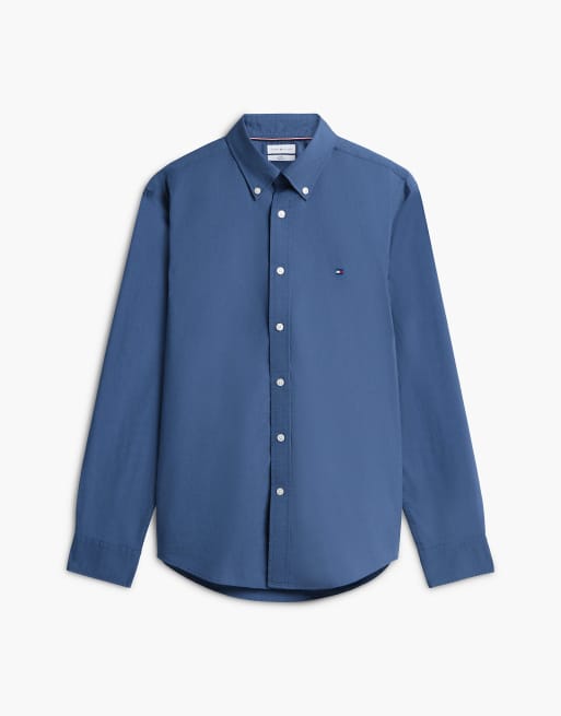 Tommy Hilfiger – TH Flex – Regular-Fit-Hemd aus Popeline in Dunkelblau, 6 von 7