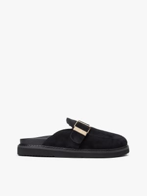  Th monogram buckle suede mules 