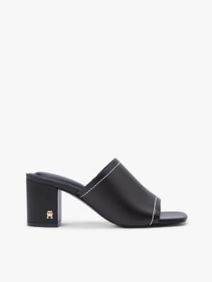  Th monogram leather block heel mules 
