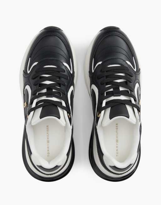 Tommy Hilfiger Th monogram leather chunky trainers in black, 3 of 7