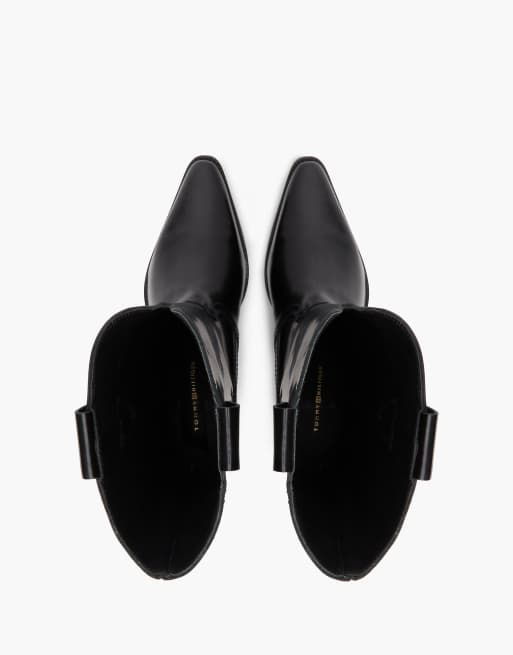 Tommy Hilfiger Th monogram leather cowboy boots in black, 3 of 7