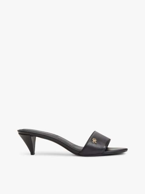 Tommy Hilfiger Th monogram leather heeled mules in black - view 1