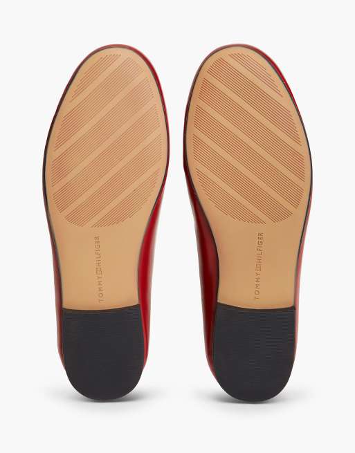 Tommy Hilfiger Th monogram leather lace-up ballerinas in bright red, 5 of 7