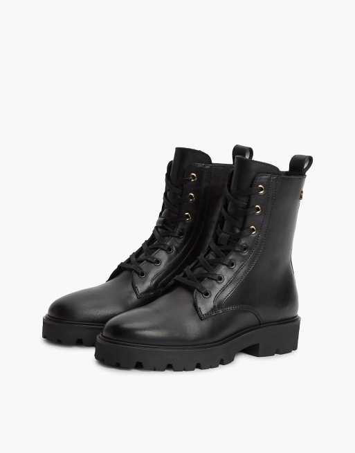 Tommy Hilfiger Th monogram leather lace-up boots in black, 2 of 7