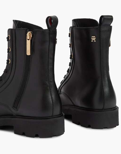Tommy Hilfiger Th monogram leather lace-up boots in black, 6 of 7