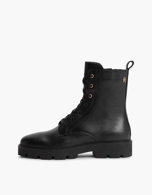 Tommy Hilfiger Th monogram leather lace-up boots in black, 7 of 7