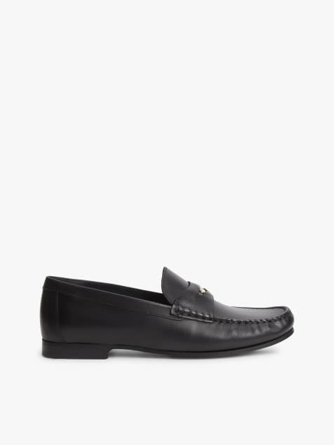 Tommy Hilfiger Th monogram leather penny loafers in black - view 1