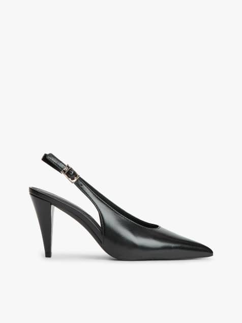 Tommy Hilfiger Th monogram leather slingback high heels in black - view 1