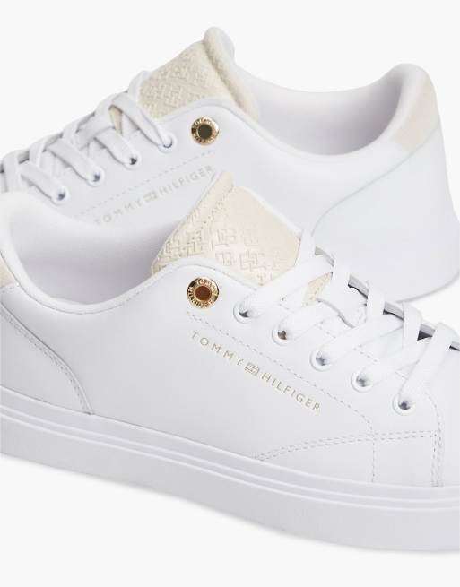 Tommy Hilfiger TH Monogram Leder-Sneaker mit Cupsole in Weiß/Cremeweiß, 6 von 7