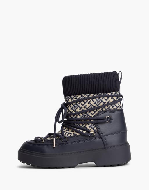 Tommy Hilfiger Th monogram water resistant snow boots in dark blue, 7 of 7