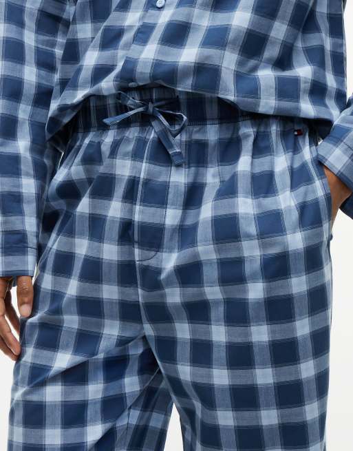 Tommy Hilfiger Th original print woven pyjama set in chambray blue shadow check, 3 of 6