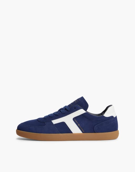 Tommy Hilfiger Th tribeca baskets en daim à textures mélangées en bleu marine preppy, 7 de 7