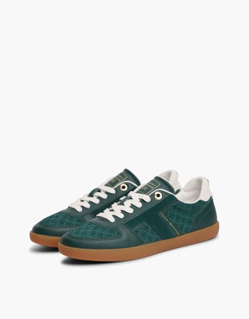 Tommy Hilfiger Th tribeca leather embossed monogram trainers in hunter, 2 of 7