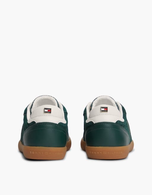 Tommy Hilfiger Th tribeca leather embossed monogram trainers in hunter, 4 of 7