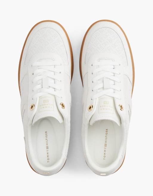 Tommy Hilfiger Th Tribeca Sneaker aus Leder mit geprägtem Monogramm in Ecru, 3 von 7