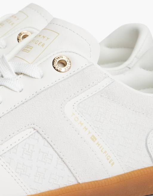 Tommy Hilfiger Th Tribeca Sneaker aus Leder mit geprägtem Monogramm in Ecru, 6 von 7