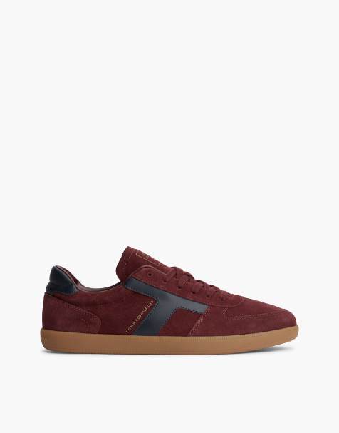 Tommy Hilfiger Th tribeca suede mixed texture trainers in oxblood - view 1