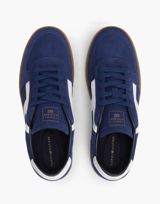 Tommy Hilfiger Th tribeca suede mixed texture trainers in preppy navy, 3 of 7