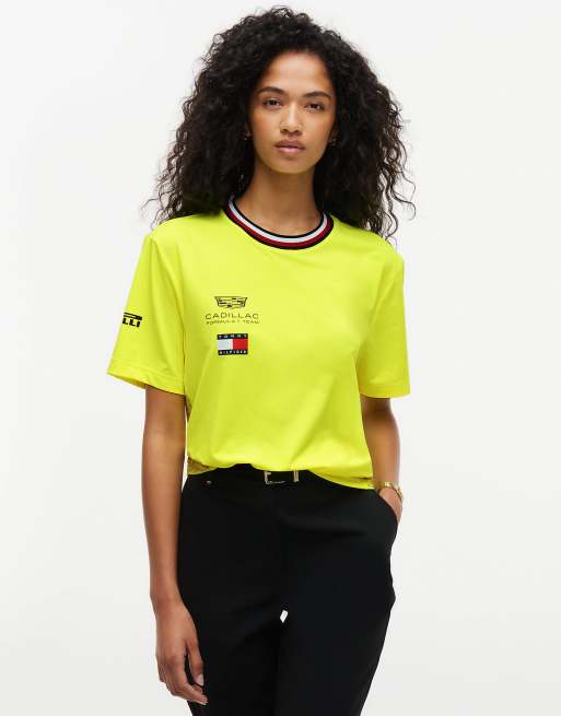 Tommy Hilfiger Th x cadillac formula 1® team chevron t-shirt in yellow, 2 of 7