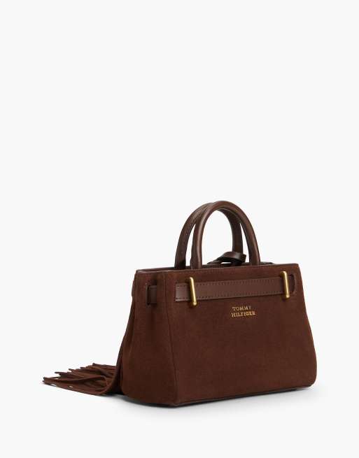 Tommy Hilfiger The american icon sac cabas à franges en daim marron foncé, 3 de 6