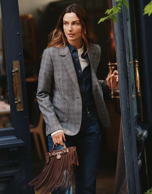Tommy Hilfiger The american icon sac cabas à franges en daim marron foncé, 6 de 6