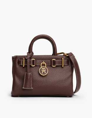 Tommy Hilfiger - The American Icon - Tragetasche aus Leder in Dunkelbraun mit Markenlogo-Brown