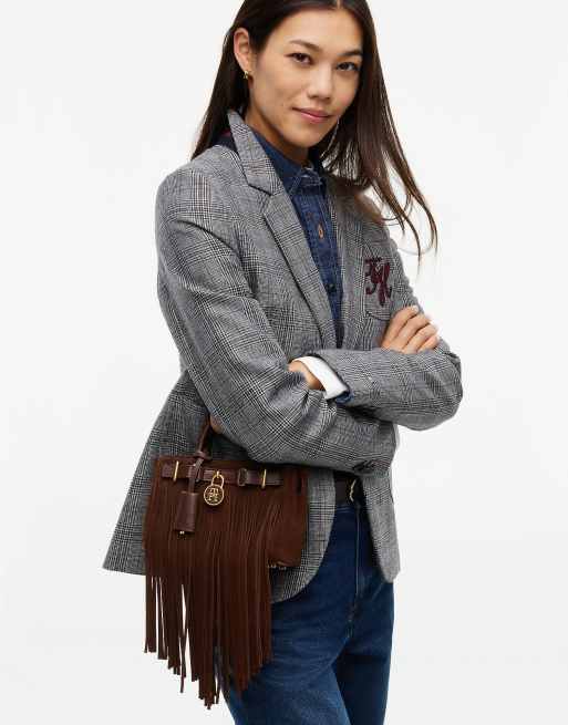 Tommy Hilfiger The american icon Wildleder-Tasche mit Fransen in Dunkelbraun, 2 von 6