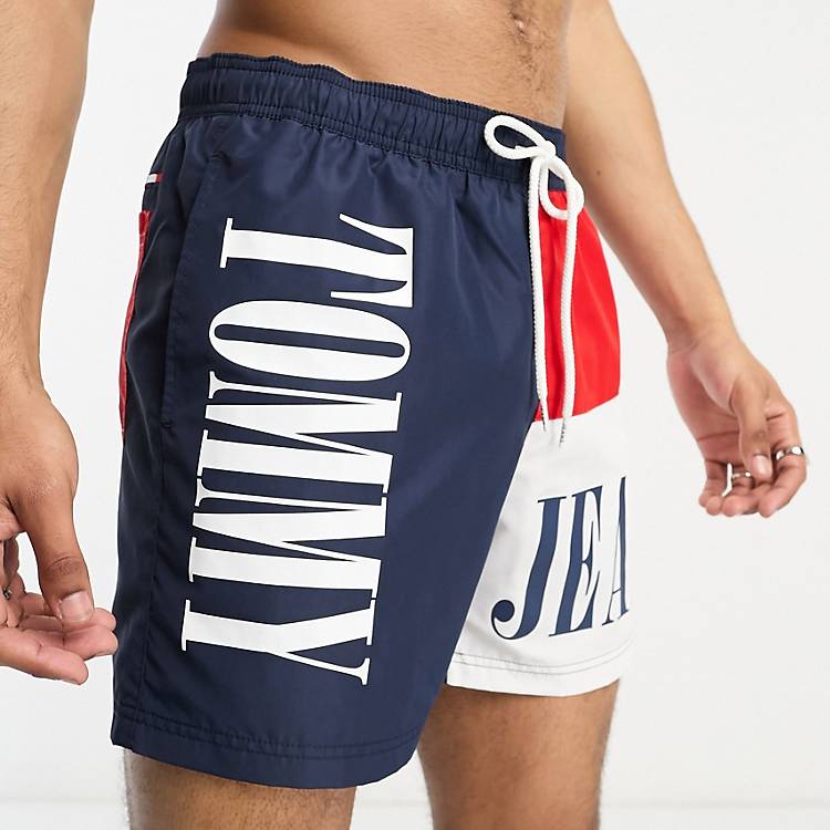 Tommy Hilfiger core flag medium drawstring swim in navy |