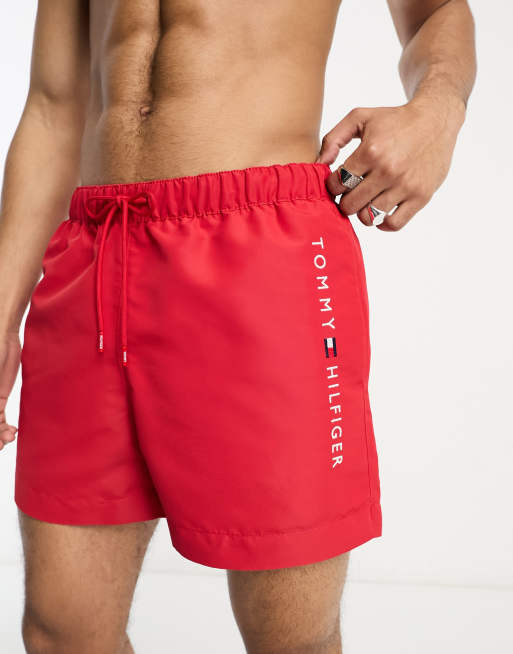 Tommy Hilfiger – The Original – Röda mellanlånga badshorts med dragsko, 4 av 4
