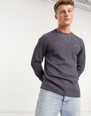 Tommy Hilfiger Thermal Long Sleeve Crew Neck Sweatshirt In Gray-grey