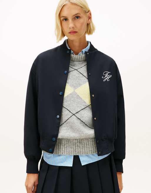 Tommy Hilfiger - Timeless - Bomber décontracté en laine mélangée - Bleu foncé