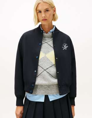 Tommy Hilfiger - Timeless - Relaxed-Fit-Bomberjacke aus Wollmix in Dunkelblau