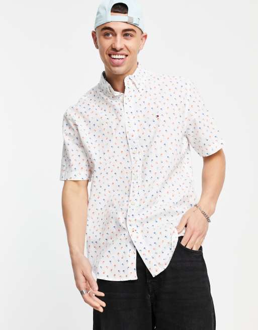 hoe Eenvoud chef Tommy Hilfiger tiny palm tree short sleeve shirt | ASOS