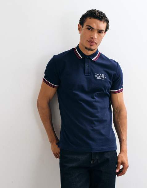 Tommy Hilfiger tipped collar and cuff polo shirt in navy