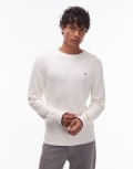 [Tommy Hilfiger] Tommy Hilfiger tipped crew neck jumper in white 2XL WHITE