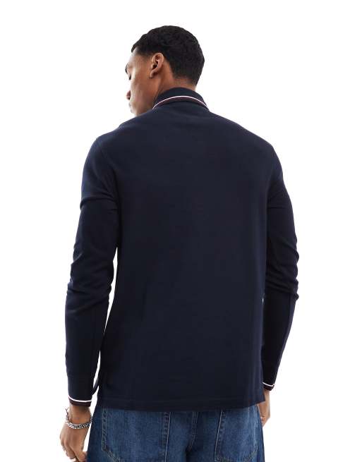 Tommy Hilfiger tipped long sleeve polo shirt in navy, 2 of 4