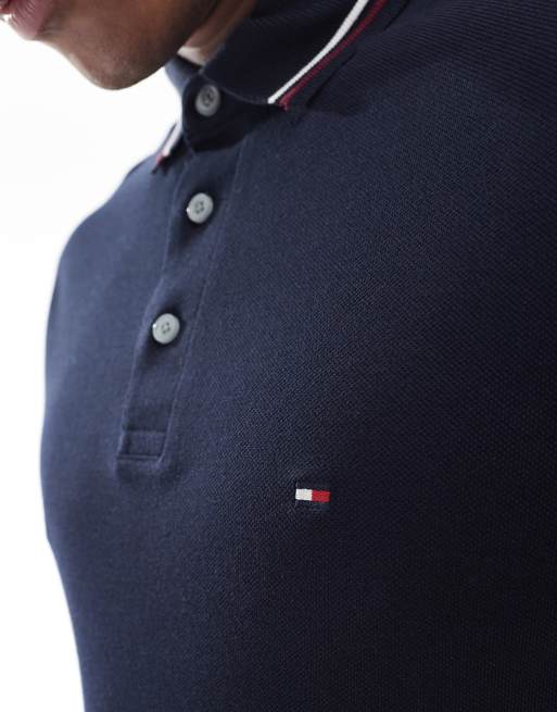 Tommy Hilfiger tipped long sleeve polo shirt in navy, 4 of 4
