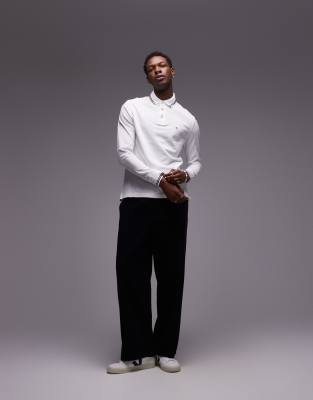 Tommy Hilfiger Tipped Long Sleeve Polo Shirt In White