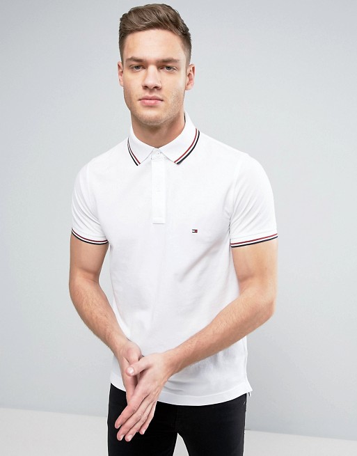 Tommy Hilfiger | Tommy Hilfiger Tipped Pique Polo Slim Fit in White